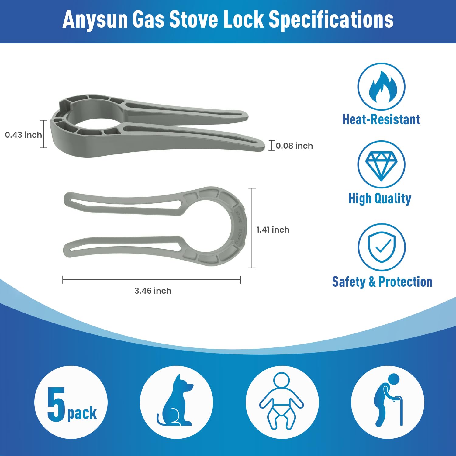 Anysun gas-stove knob lock supports a safe cooking environment for families.