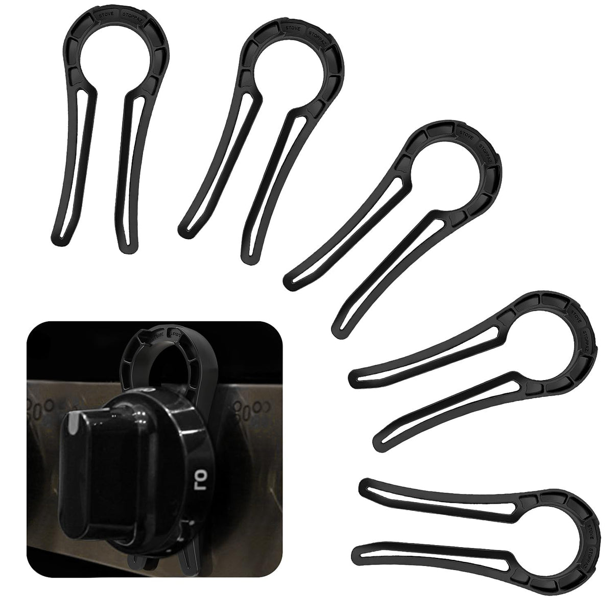 anysun gas stove knob lock pack-5 black secures knobs and reduces toddler access