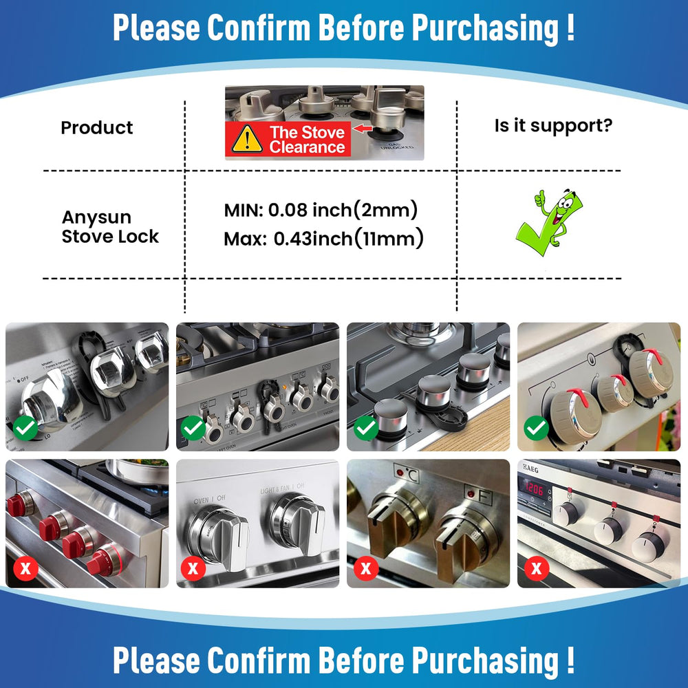 anysun no-drill install stove lock showing tool-free setup