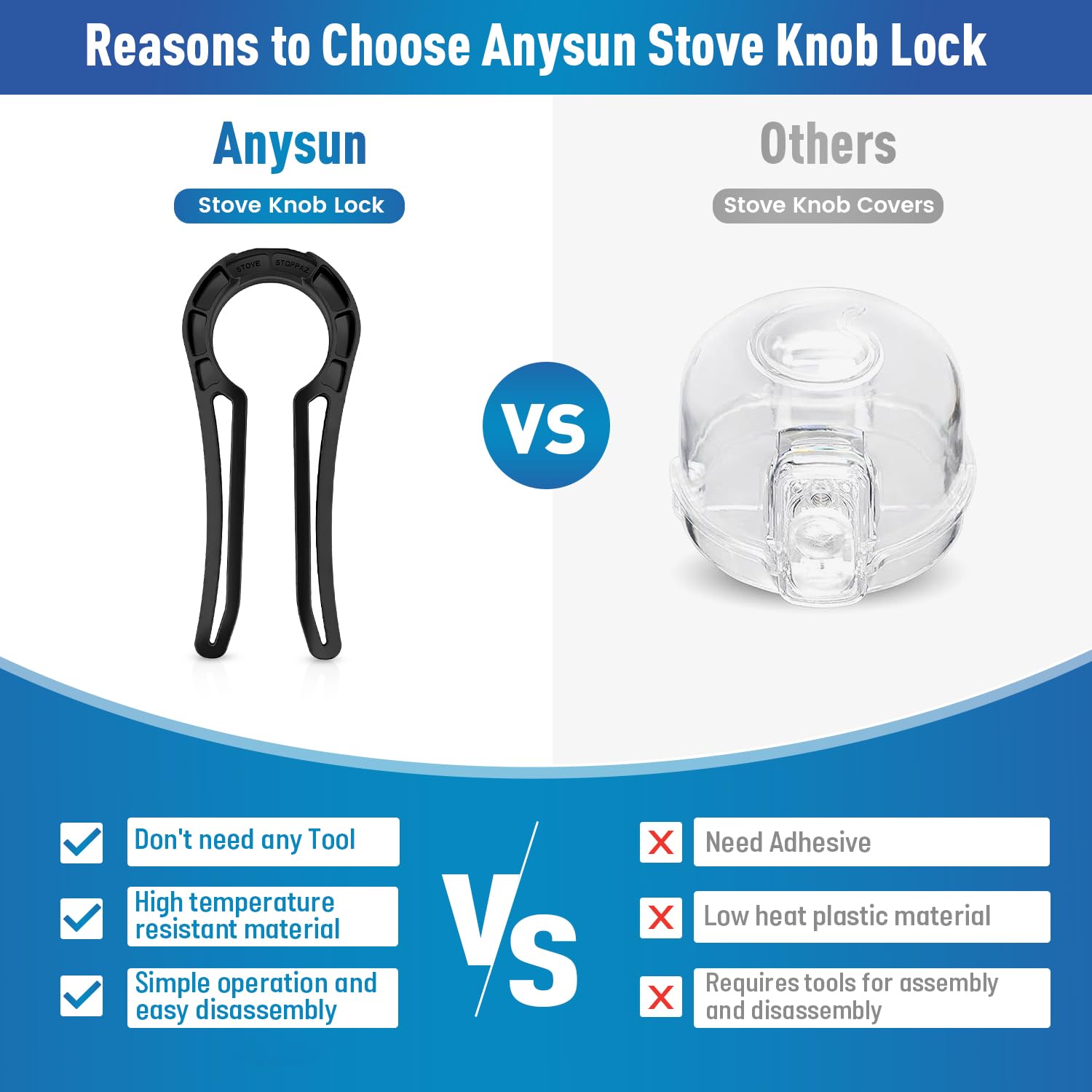 anysun stove safety lock for kitchen reduces child access to knobs