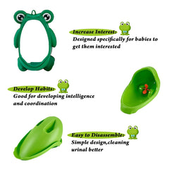 Anyumocz frog-urinal-spinner shows spinning target to improve aiming during training.