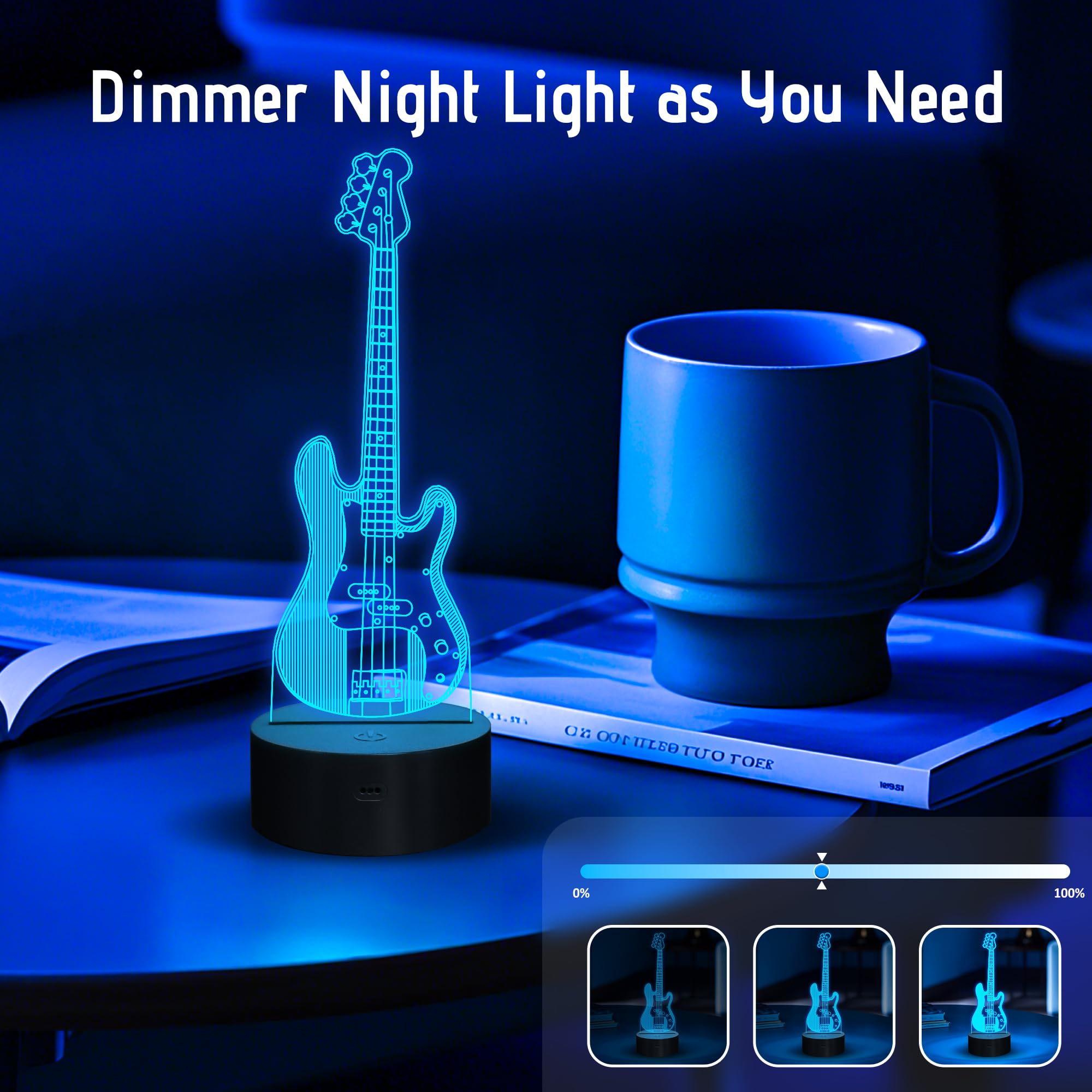 Anywin guitar night light ideal for dorm rooms, studios, and social decor moments.