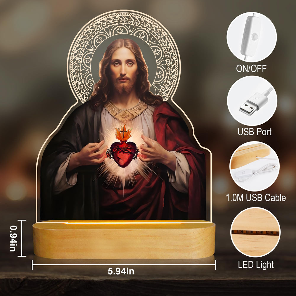 Anywin sacred-heart-jesus-night-light-in-base-assembly demonstrates tool-free setup