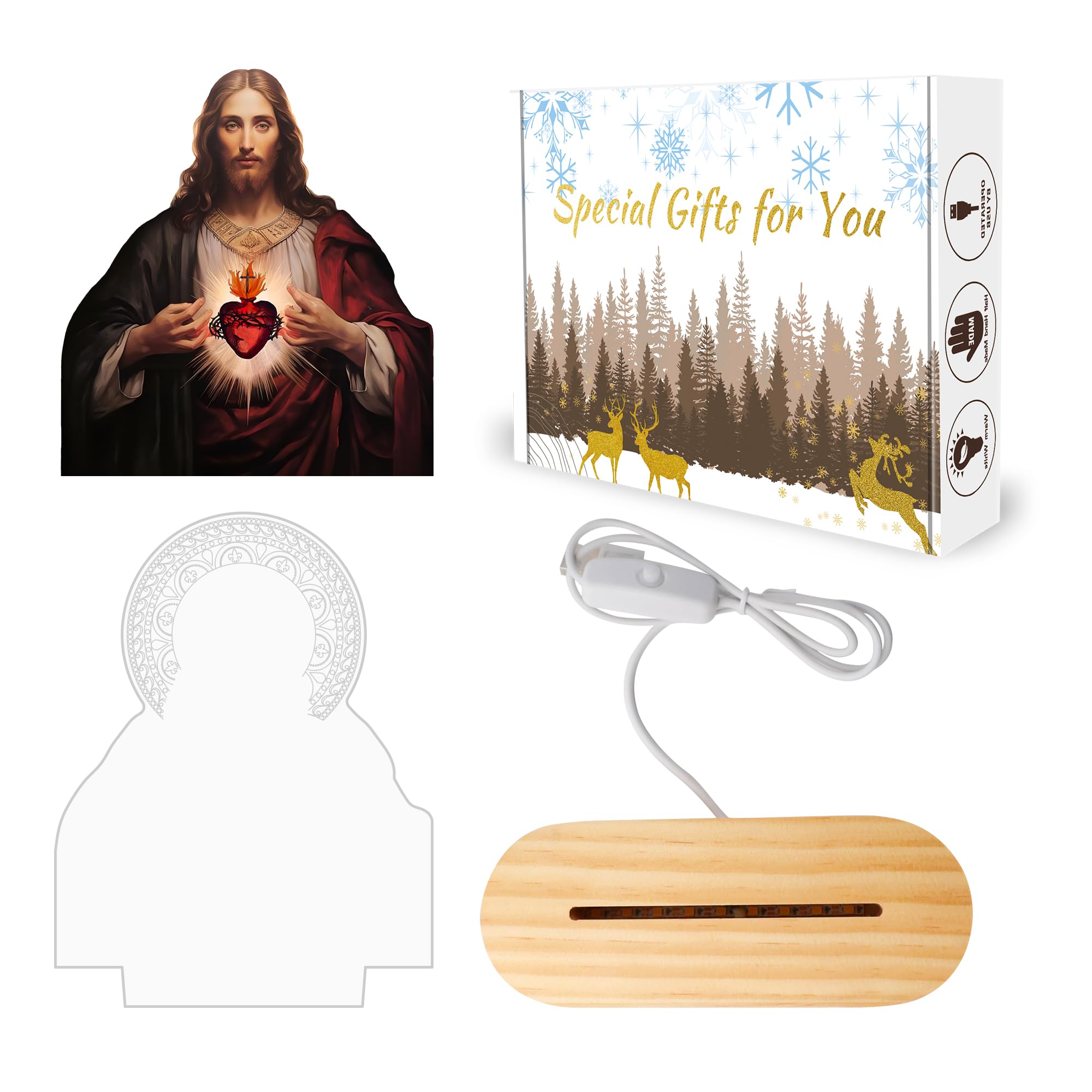 Anywin sacred-heart-jesus-night-light-in-living-room elevates faith-inspired decor