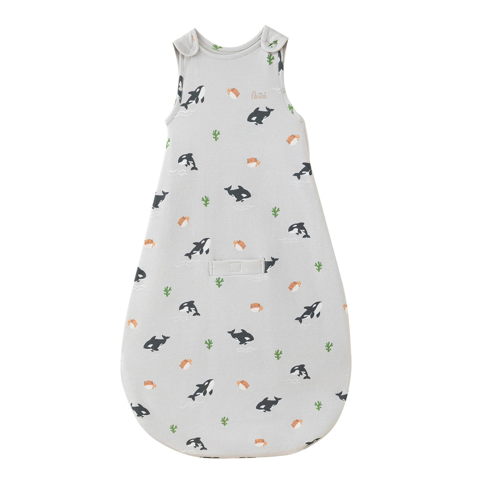 AnZai Merino sleep sack front view with plush lining and organic cotton shell for year-round comfort