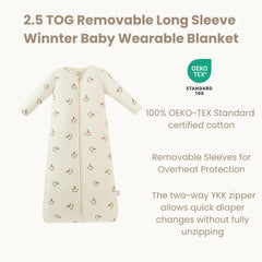 AnZai sleep sack with removable sleeves demonstrates temperature-ready versatility for play and naps