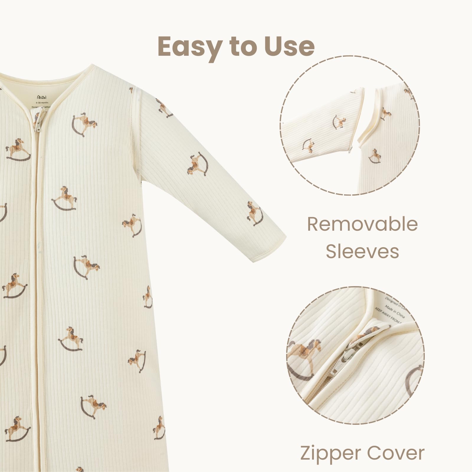 AnZai sleep sack two-way zipper enables quick diaper changes without waking baby