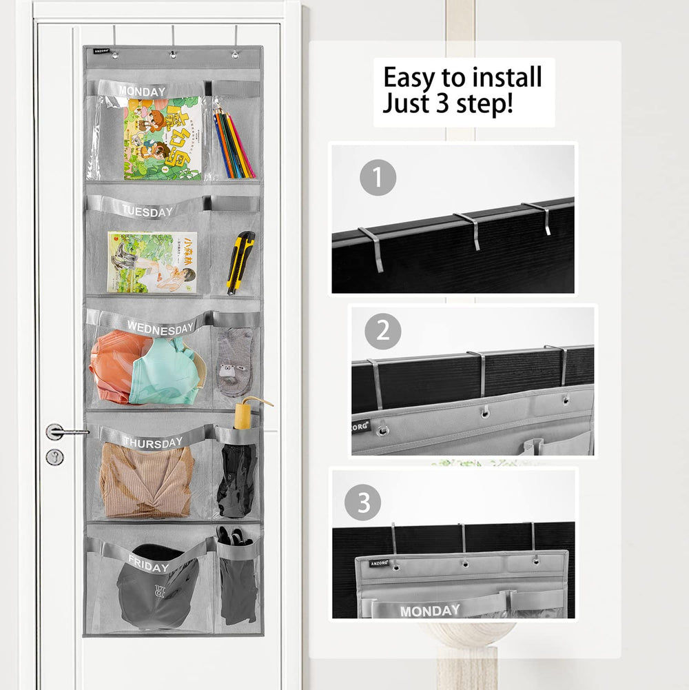 ANZORG weekly kids clothes organizer dim wardrobe use-case under dim lighting