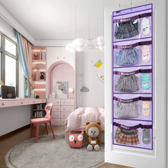 ANZORG weekly kids clothes organizer hangs over a door to save closet space