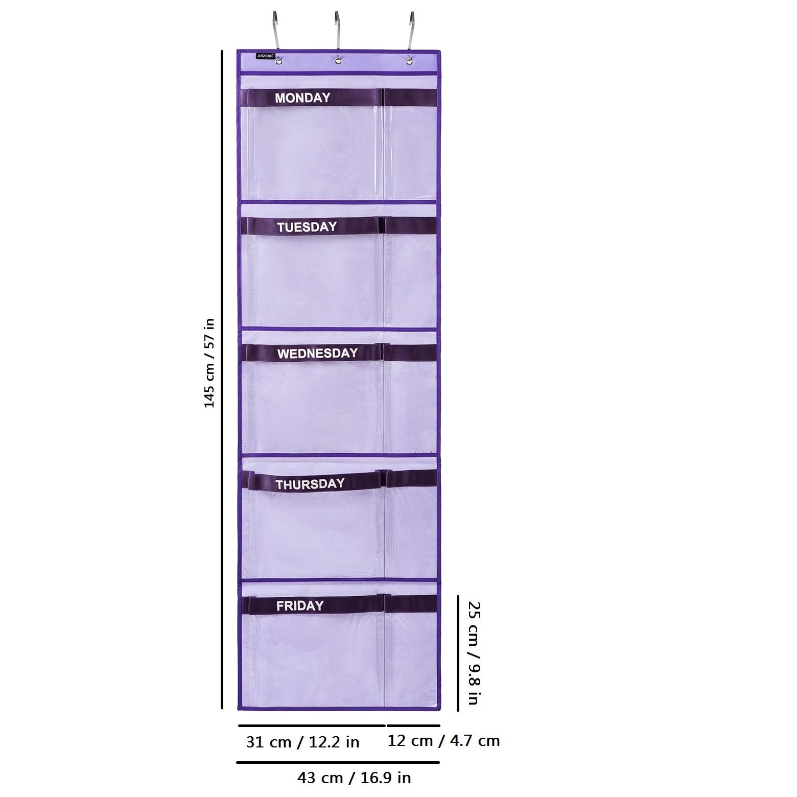 ANZORG weekly kids clothes organizer purple color brightens any room while organizing outfits
