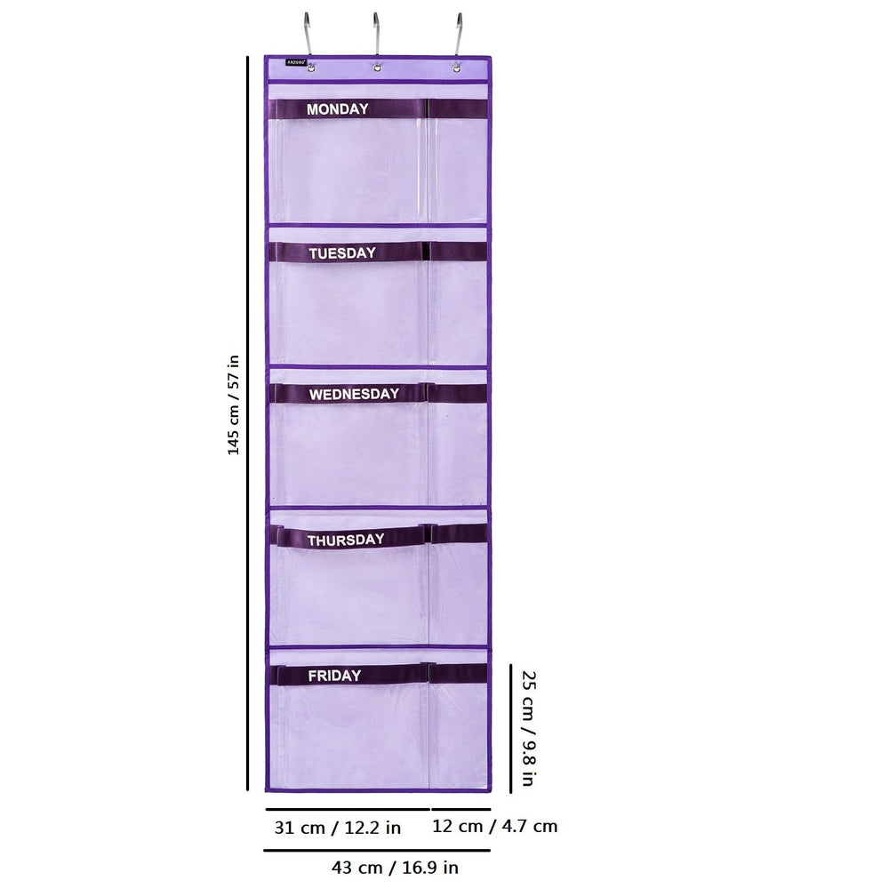 ANZORG weekly kids clothes organizer purple color brightens any room while organizing outfits