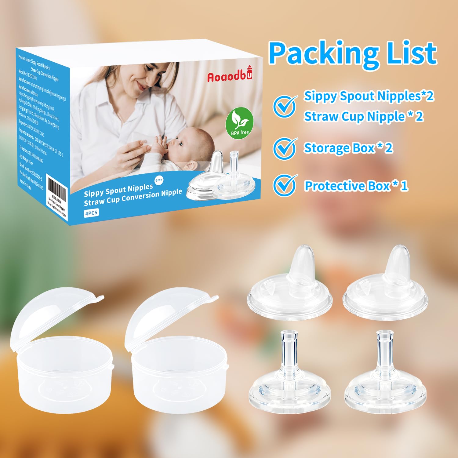 Aoaodbu Philips Avent natural-bottles compatibility enables seamless nipple replacements.