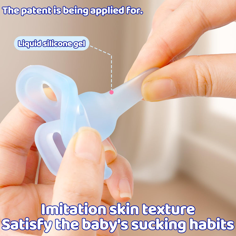 Aoaodbu silicone pacifier blue designed for soothing medication sessions.