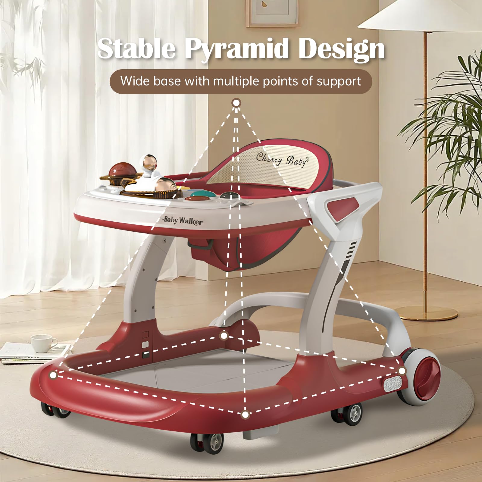 Aobalvn front wheels enable 360-degree steering for smooth, responsive baby movement.