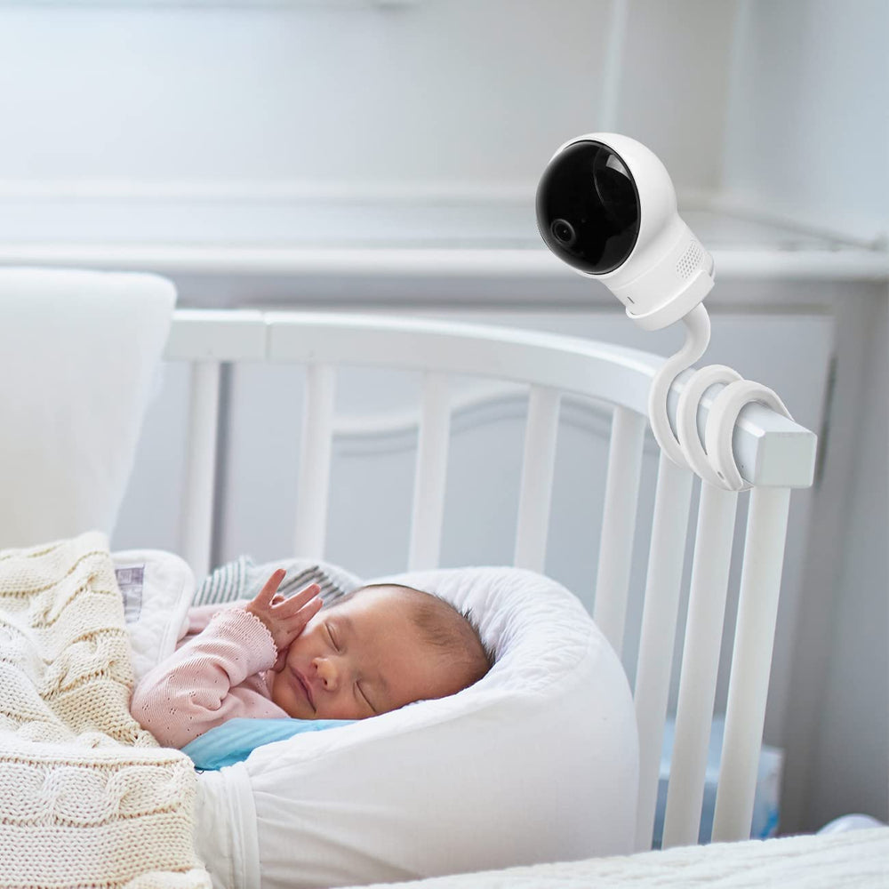 Aobelieve baby camera mount offers over-crib view for clearer monitoring.