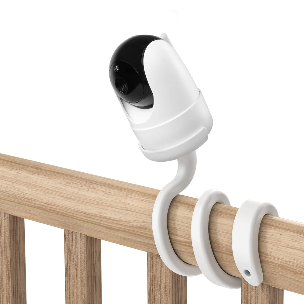 Aobelieve Flexible Mount attaches to crib for stable viewing during naps.