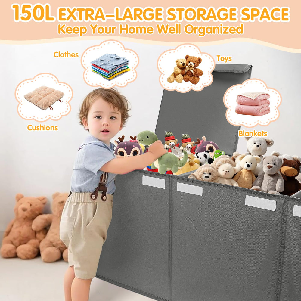 AOBOPLE toy chest double handles for easy transport between rooms.