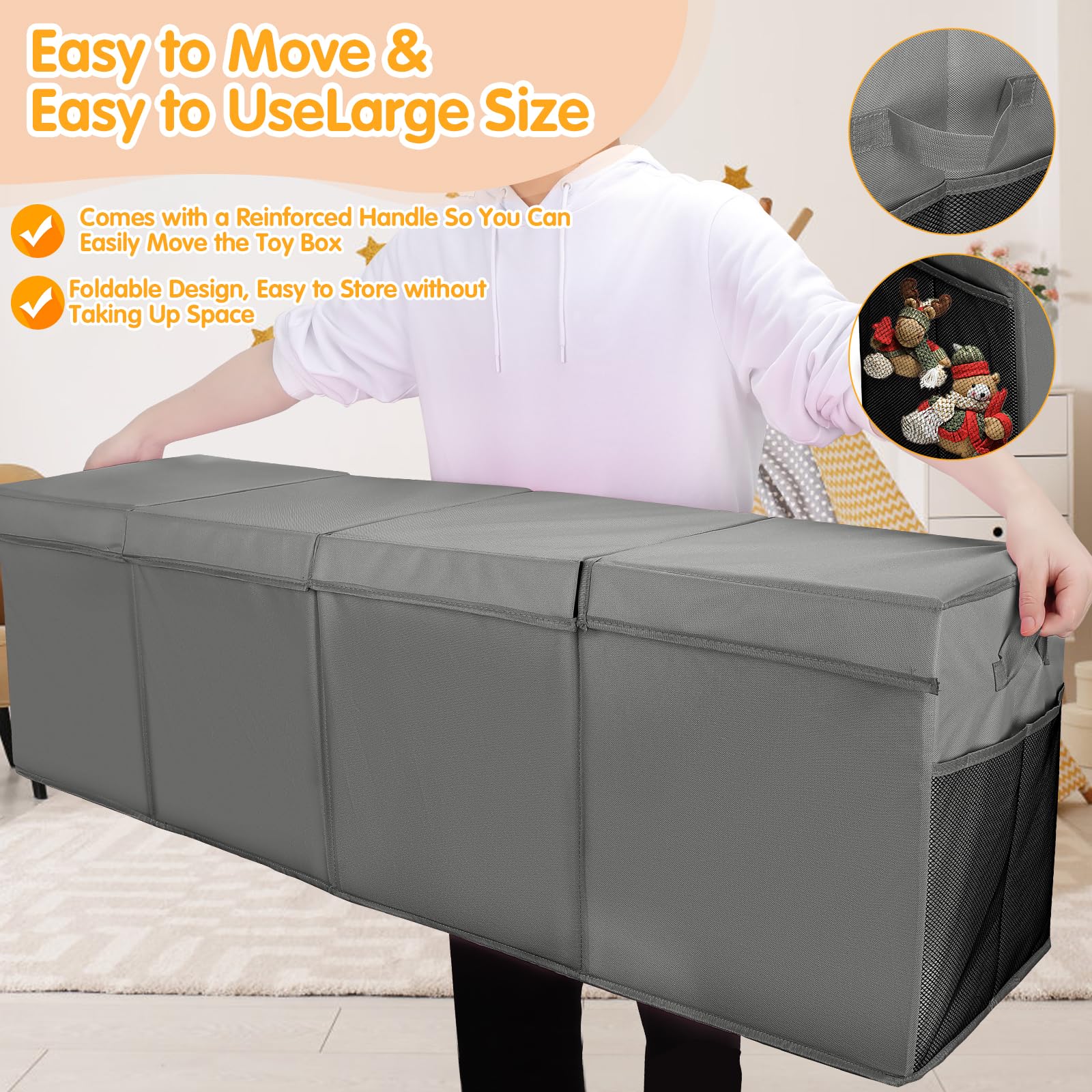 AOBOPLE toy chest in-room organization for nursery, living room, or playroom.