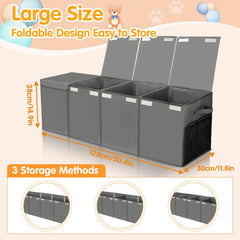 AOBOPLE toy chest side mesh pockets for quick-access small toys.
