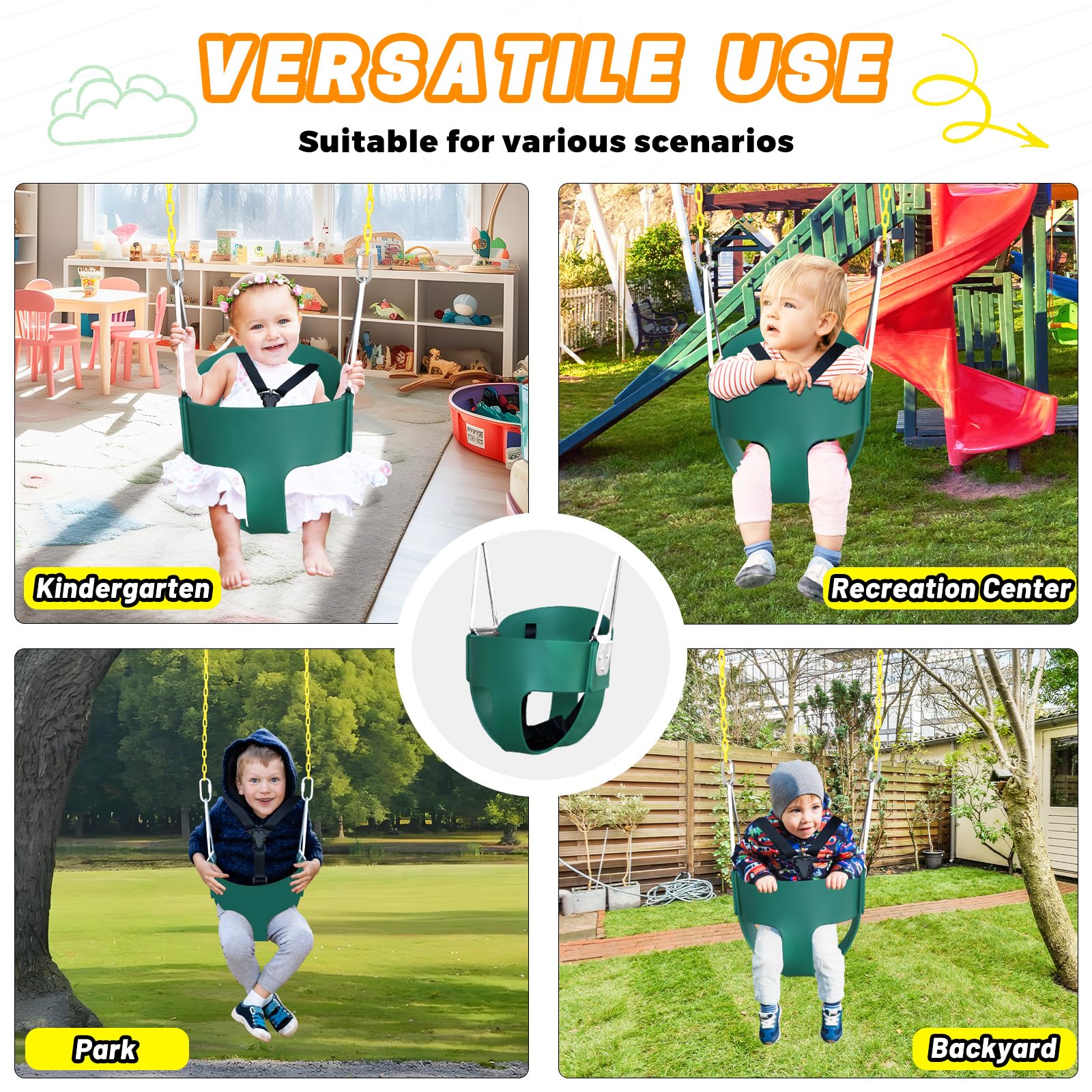 AOBOTE compatible with babies aged 6-24 months in a green bucket seat.