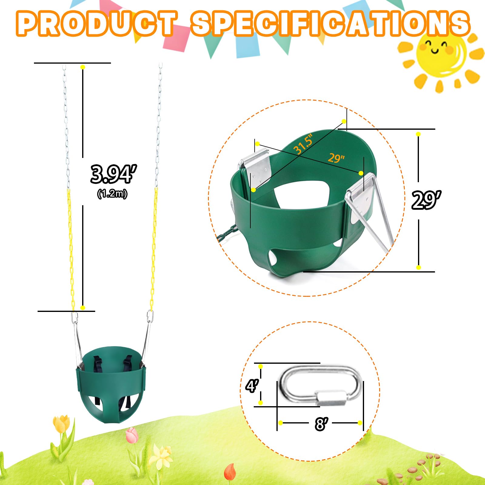 AOBOTE 66-inch detachable chain with yellow-coated section for adjustable height and safety.