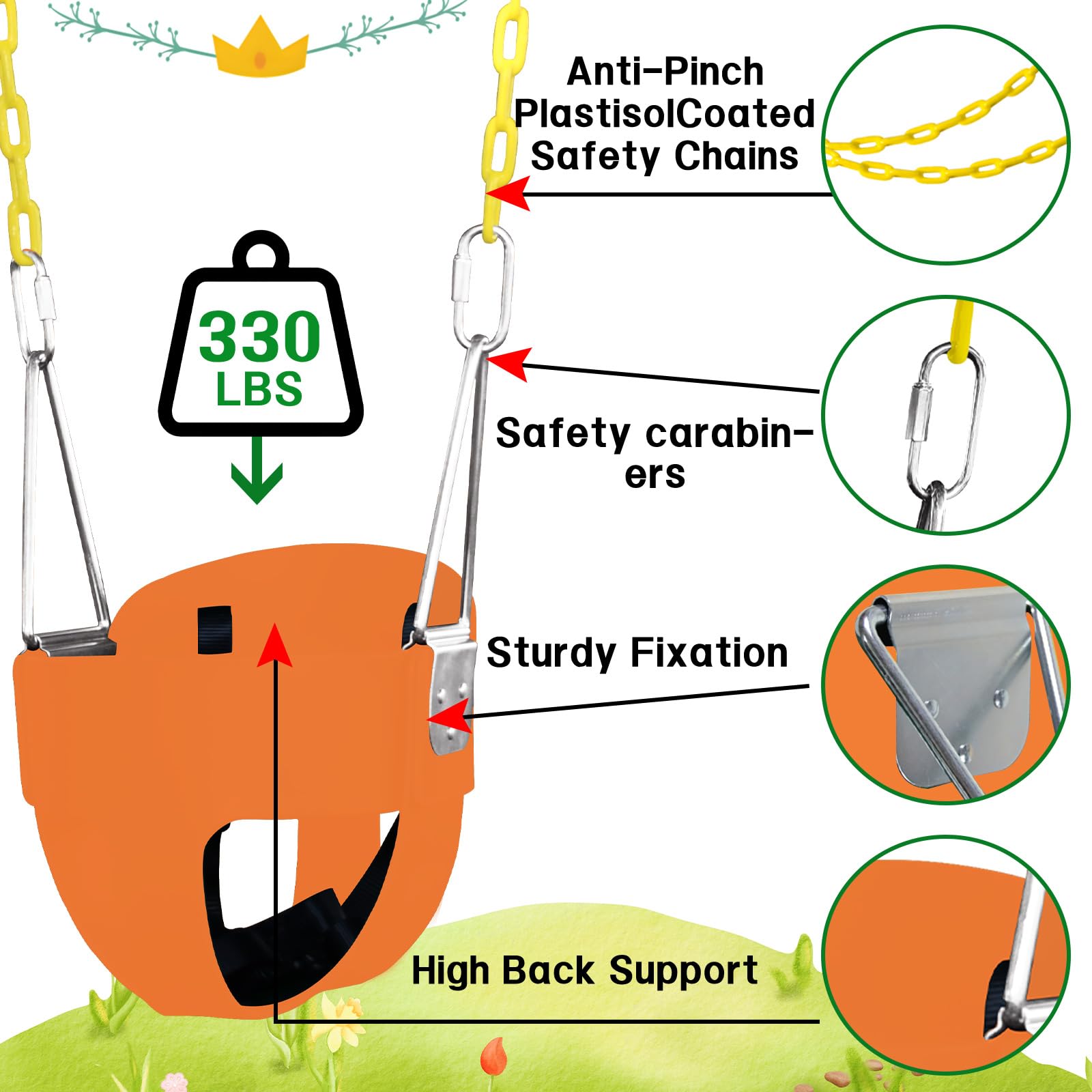 AOBOTE 66-inch chain with yellow-coated section offers adjustable height and clear visibility