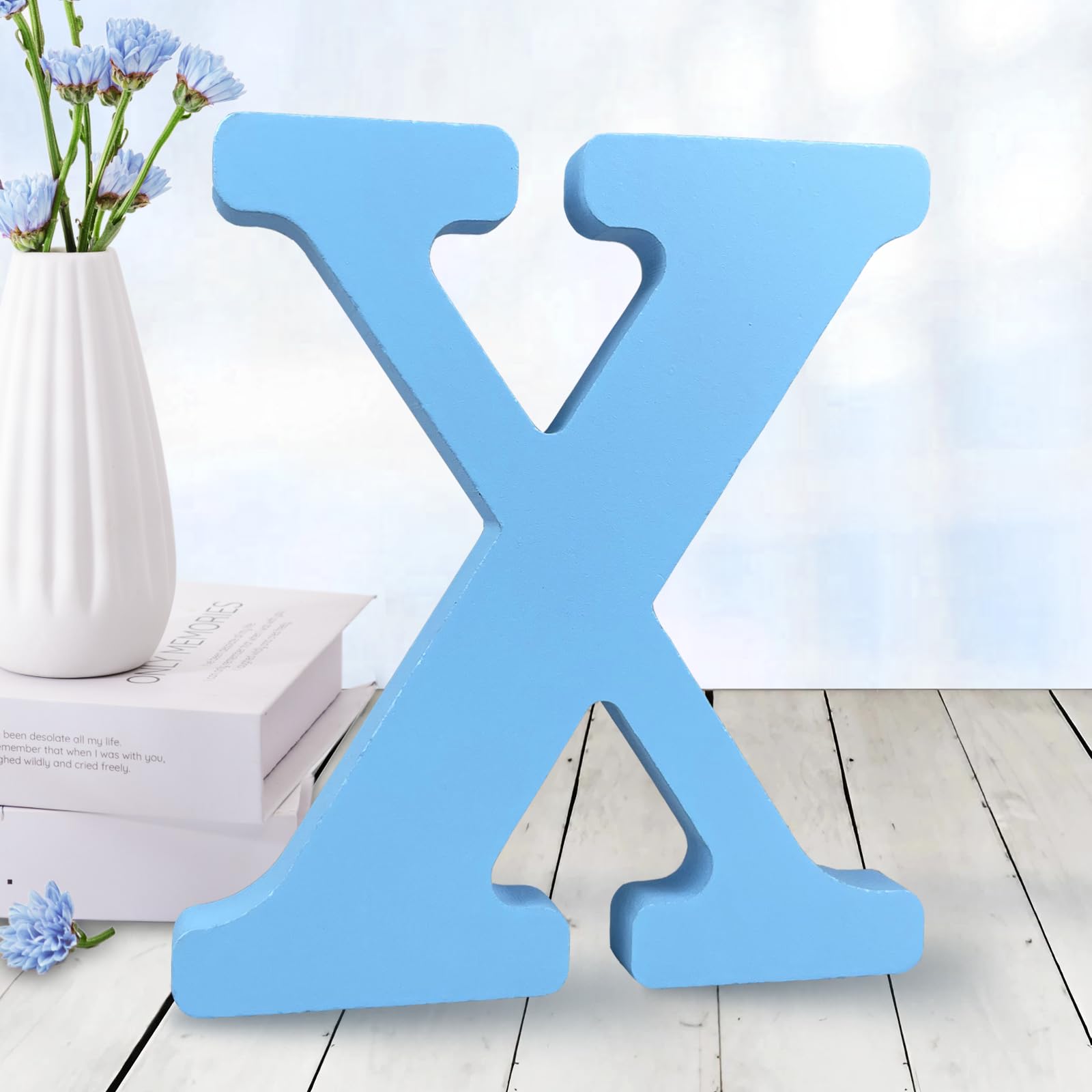 AOCEAN 6 inch blue wood letters package shows decorative versatility for DIY signs.