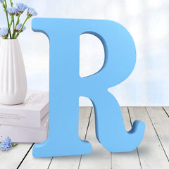 AOCEAN 6-inch blue wood letters for wall decor and DIY projects.