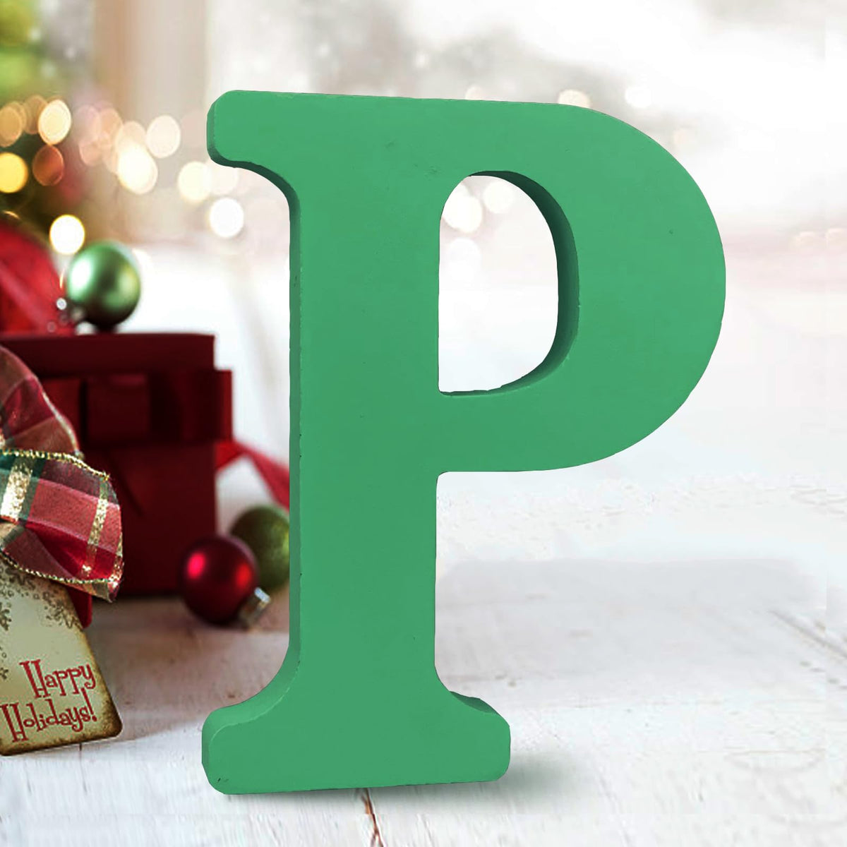 AOCEAN 6-inch green wood letter ready for display and DIY décor.