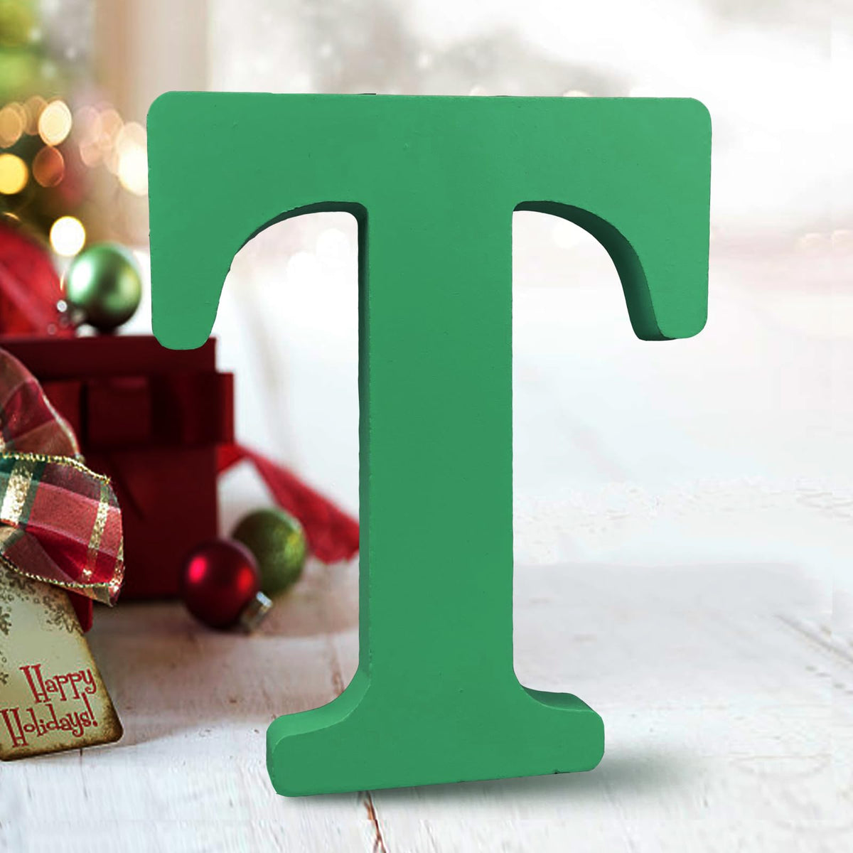 AOCEAN 6-inch green wood letter for wall decor adds rustic charm and personalization.