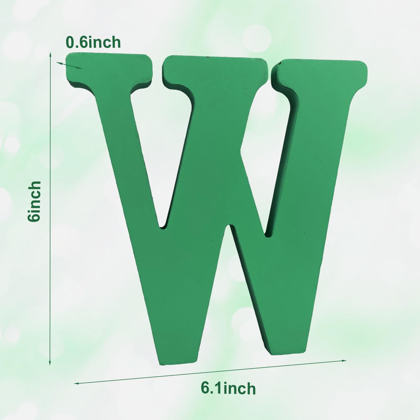 AOCEAN 6-inch green wood letters side profile great for crafting and layered wall accents.