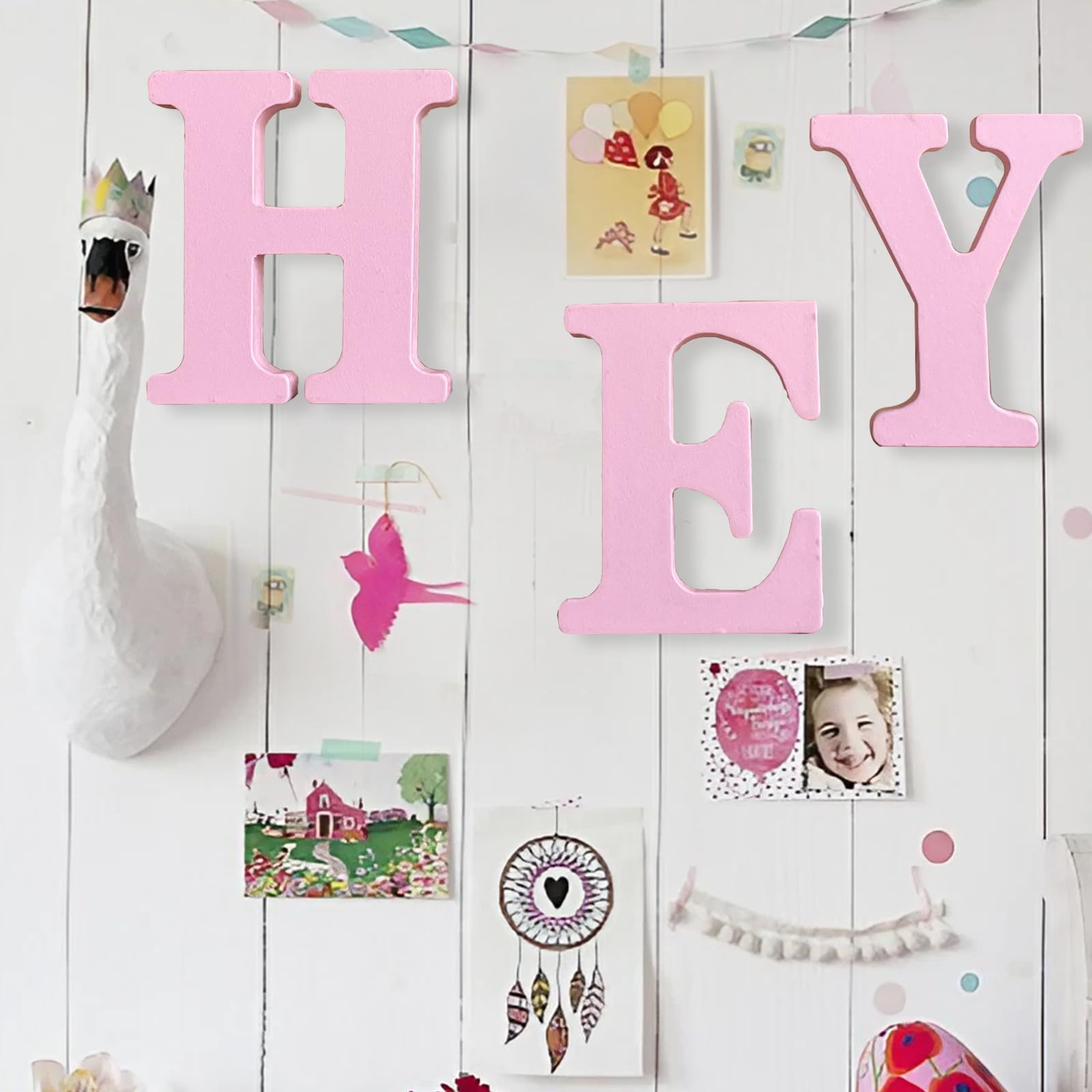 AOCEAN paintable wood letter package demonstrates multiple letters for phrases