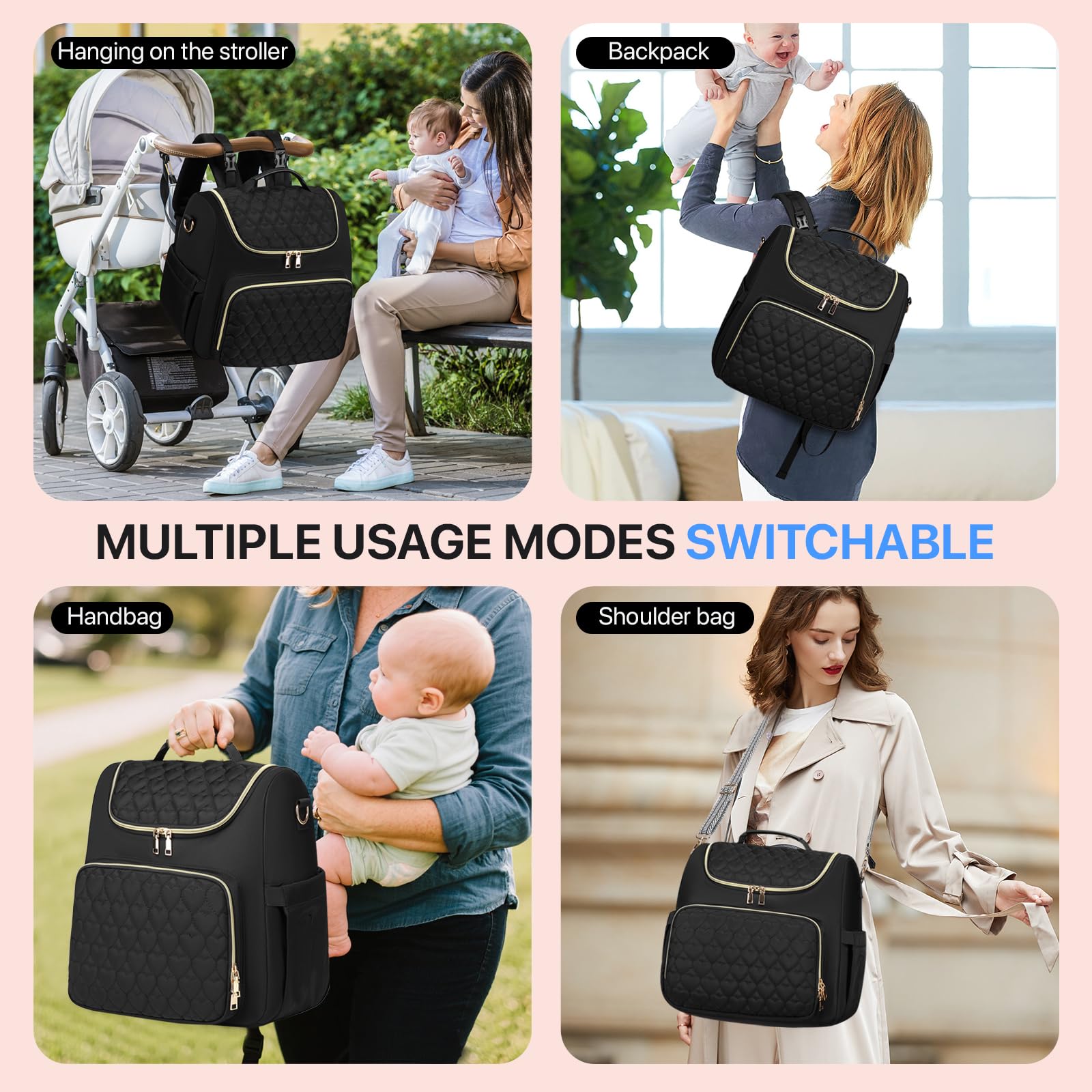 aocrin diaper bag backpack interior organized with multiple pockets for baby essentials