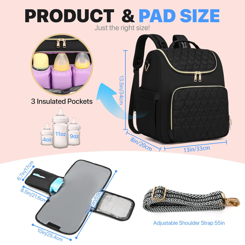 aocrin diaper bag backpack side pocket detail ideal for quick-access items