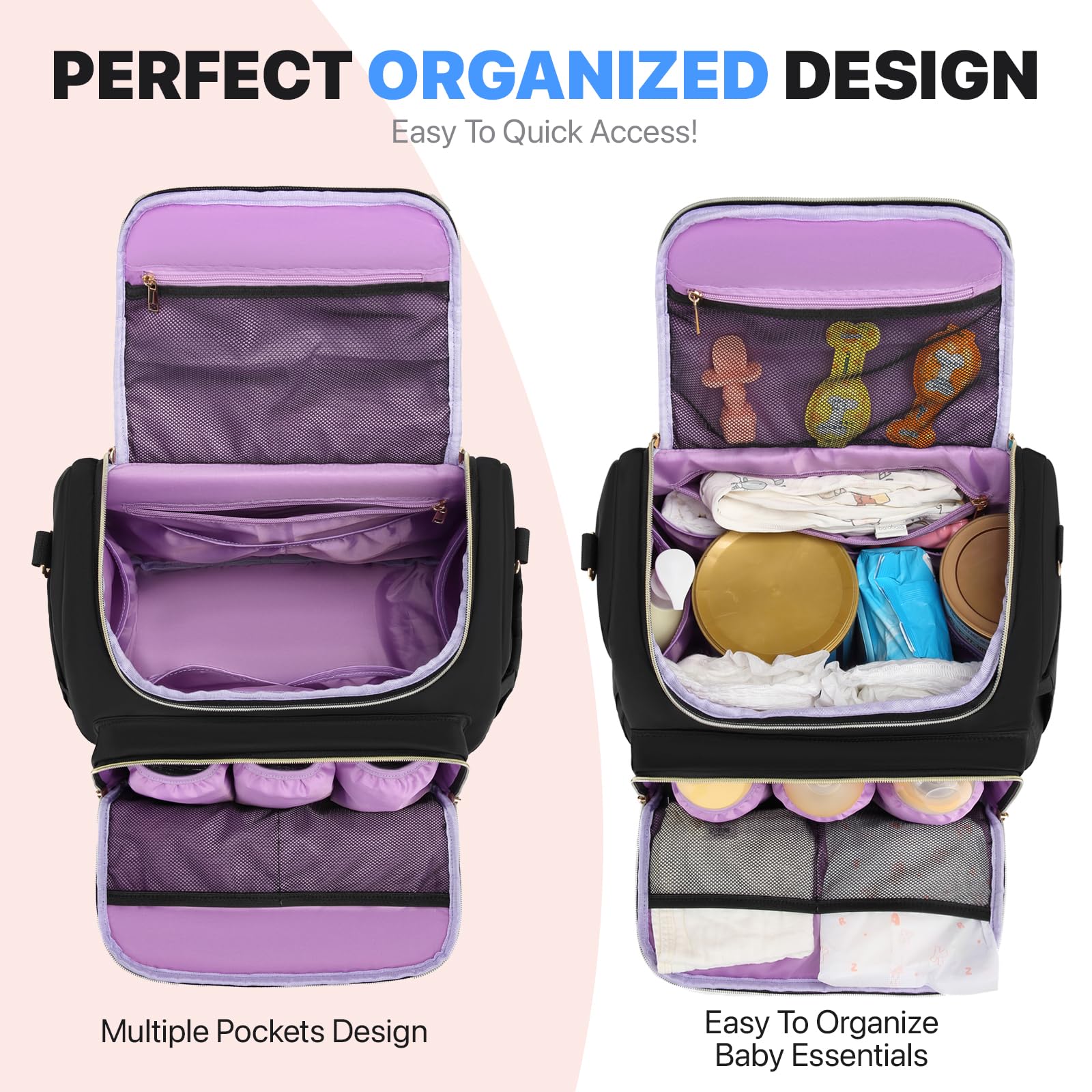 aocrin diaper bag backpack stroller straps attached for hands-free travel