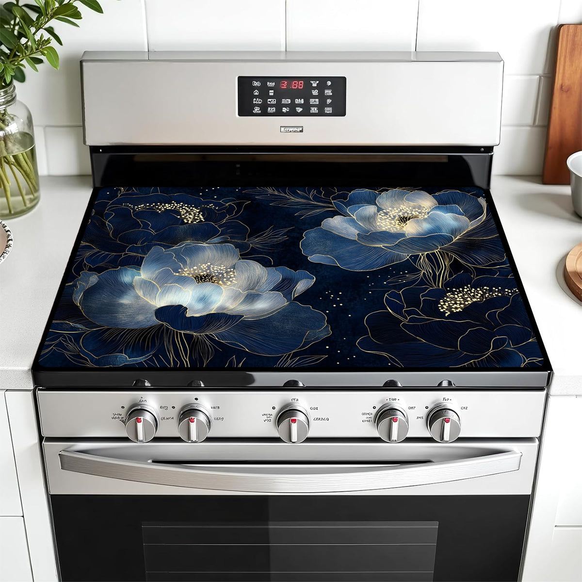 AOHMPT stove top cover geometric pattern protects glass stoves with stylish heat protection.