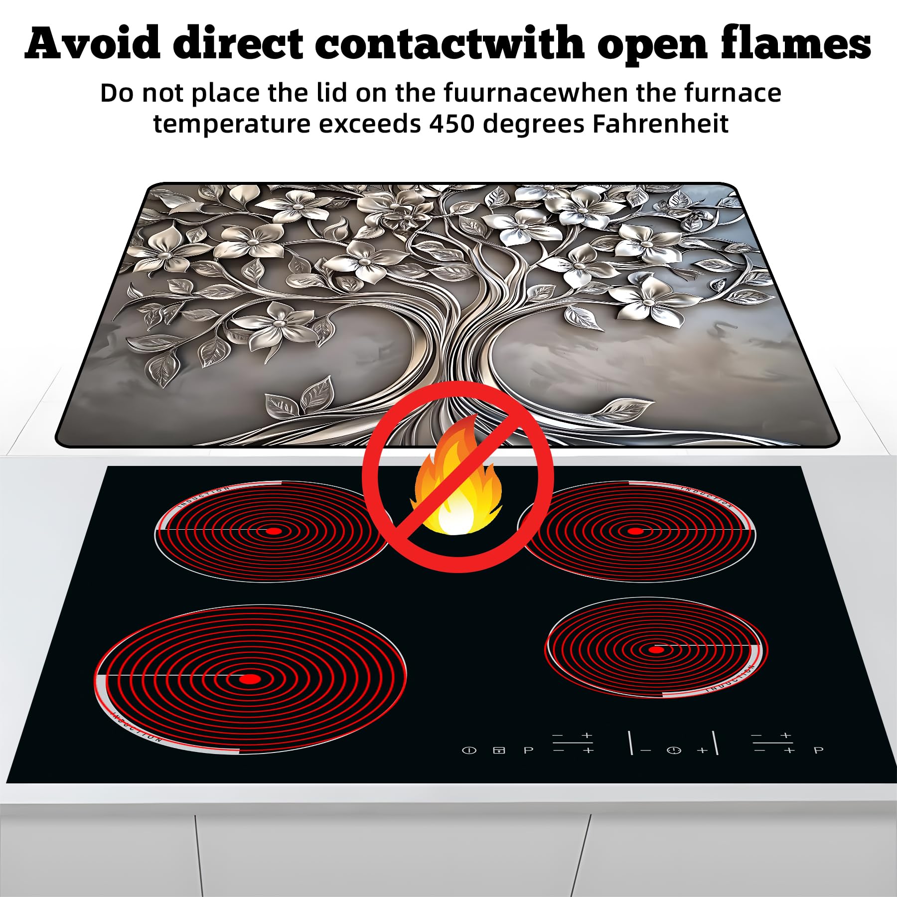 AOHMPT stove cover in minimalist pattern blends decor and protection for glass stoves.