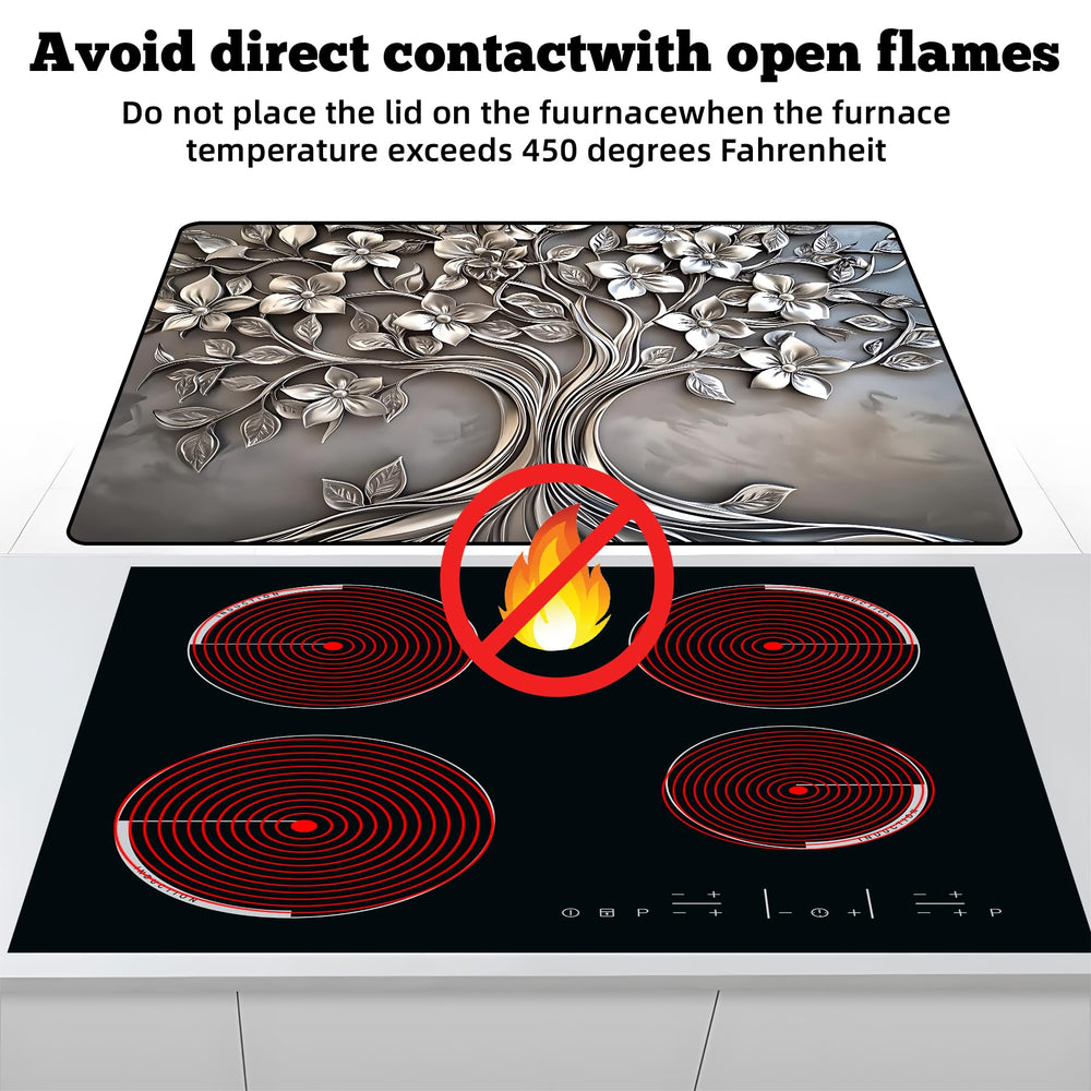 AOHMPT stove cover in minimalist pattern blends decor and protection for glass stoves.