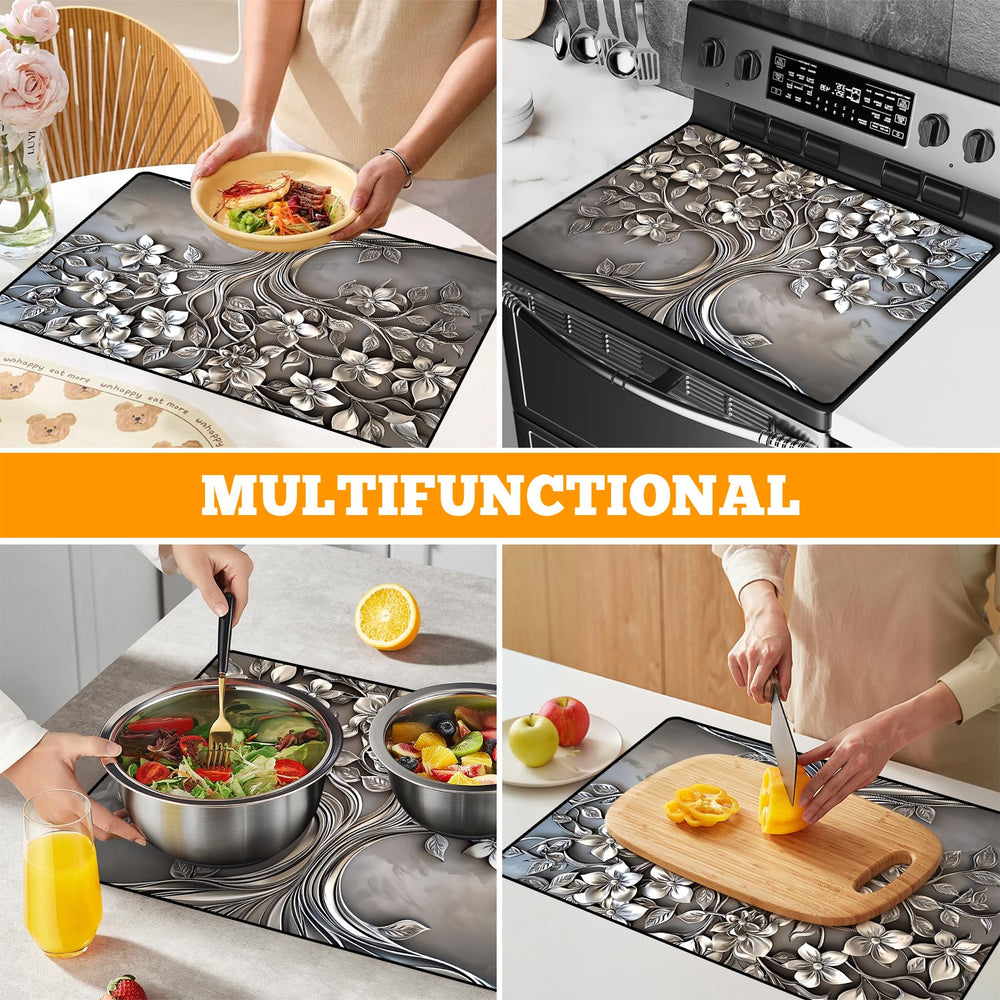 AOHMPT stove cover rolls up compactly for storage under cabinets or in drawers.