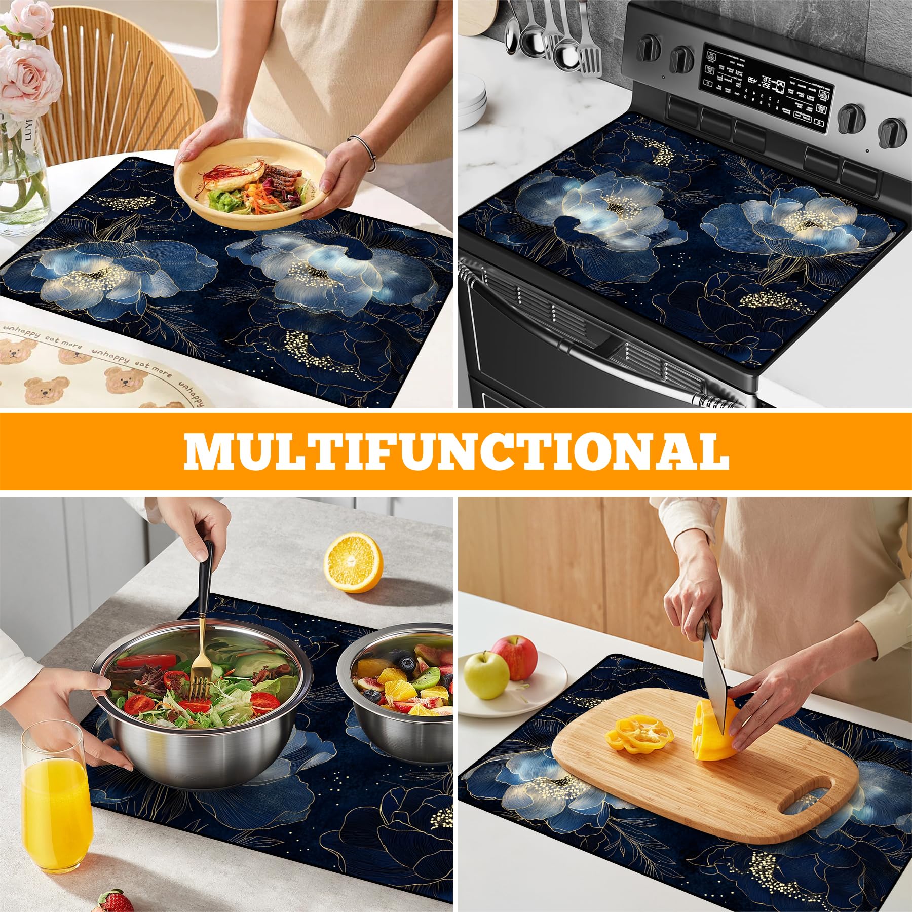 AOHMPT 28x20 inch cover on a stove demonstrates universal fit.