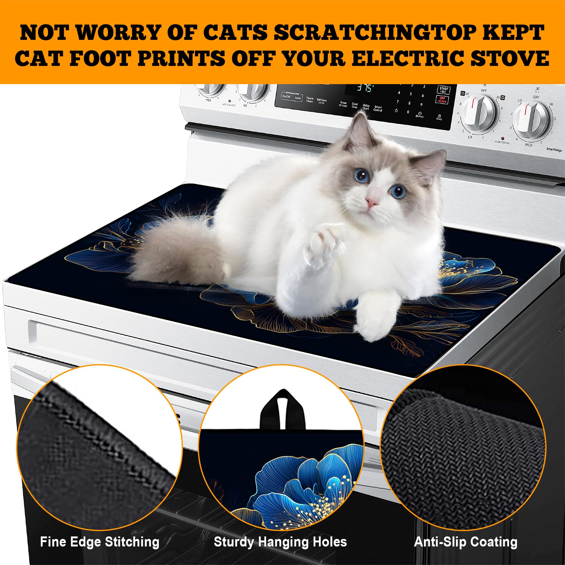 AOHMPT 28x20 stove top cover on a glass-top stove shields against scratches and heat marks.