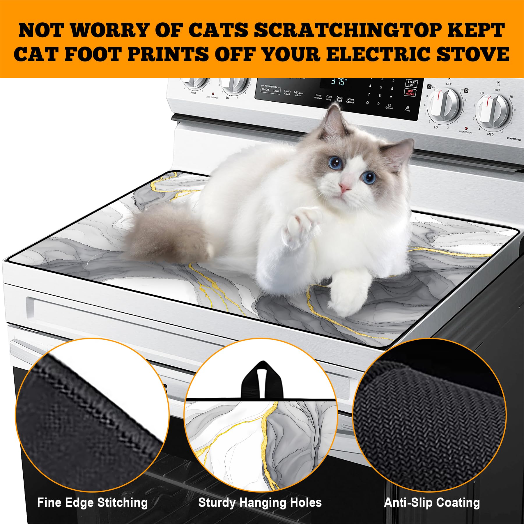AOHMPT stove top cover minimalist pattern blends with decor and shields stove edges.