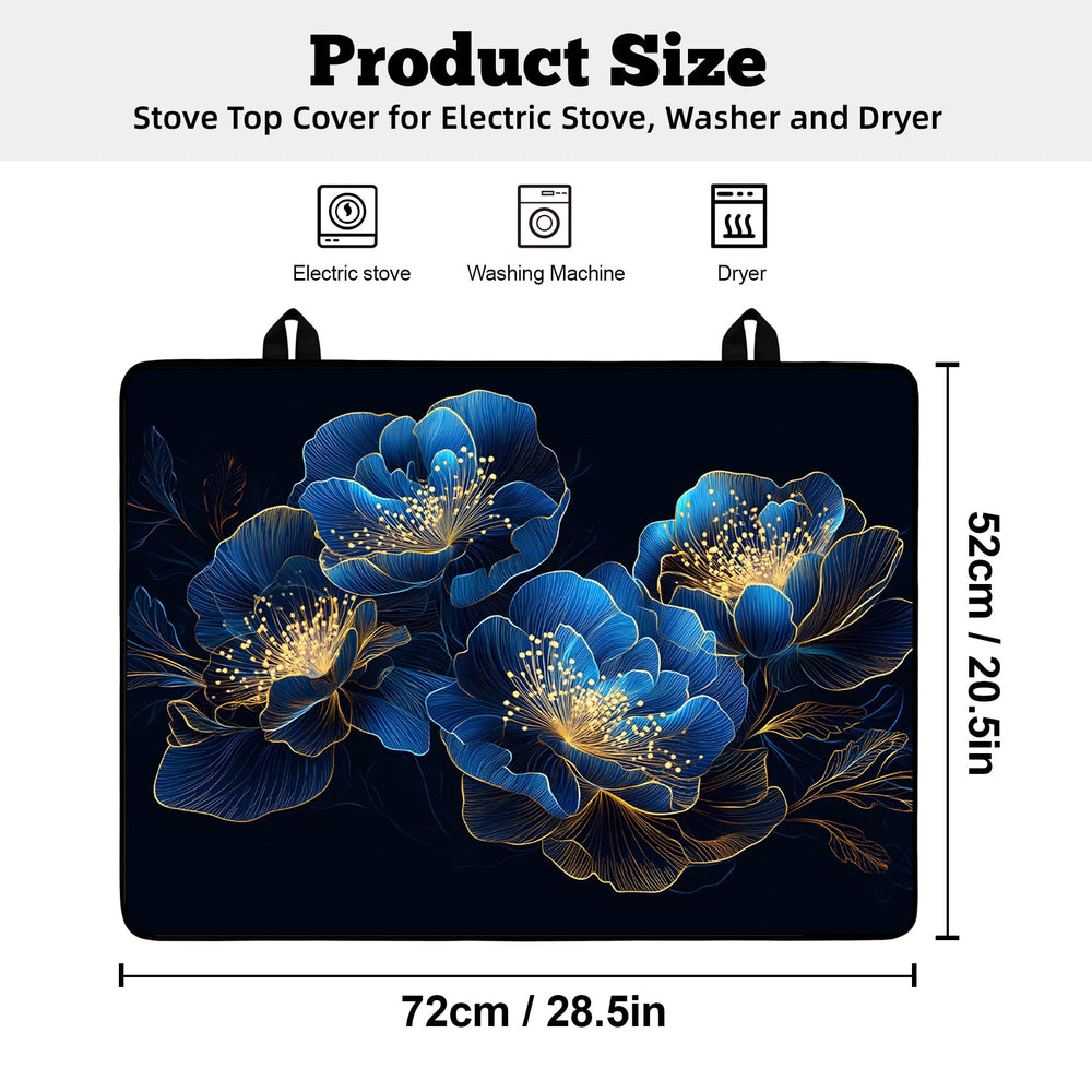 Floral-patterned AOHMPT stove top cover guards against spills while drying dishes.