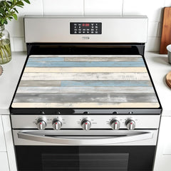 AOHMPT stove top cover in wood grain pattern protects glass stoves and adds rustic style.