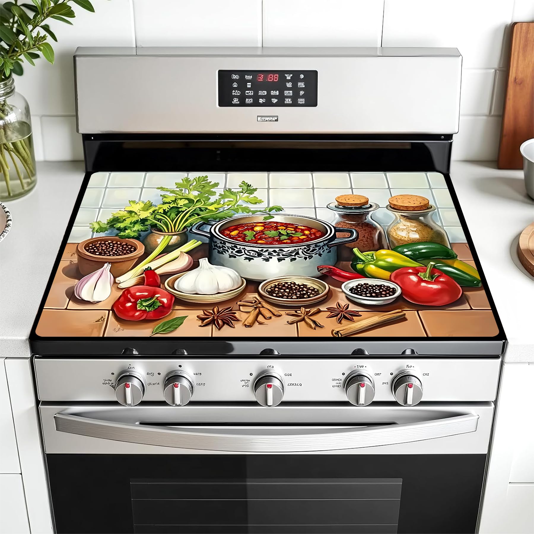 AOHMPT stove top cover geometric pattern protects surfaces while adding modern style.