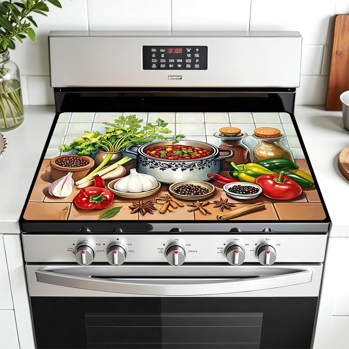 AOHMPT stove top cover geometric pattern protects surfaces while adding modern style.