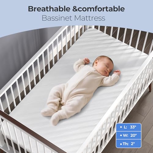 AOHWIDER bassinet topper dual-side foam core for all-season support