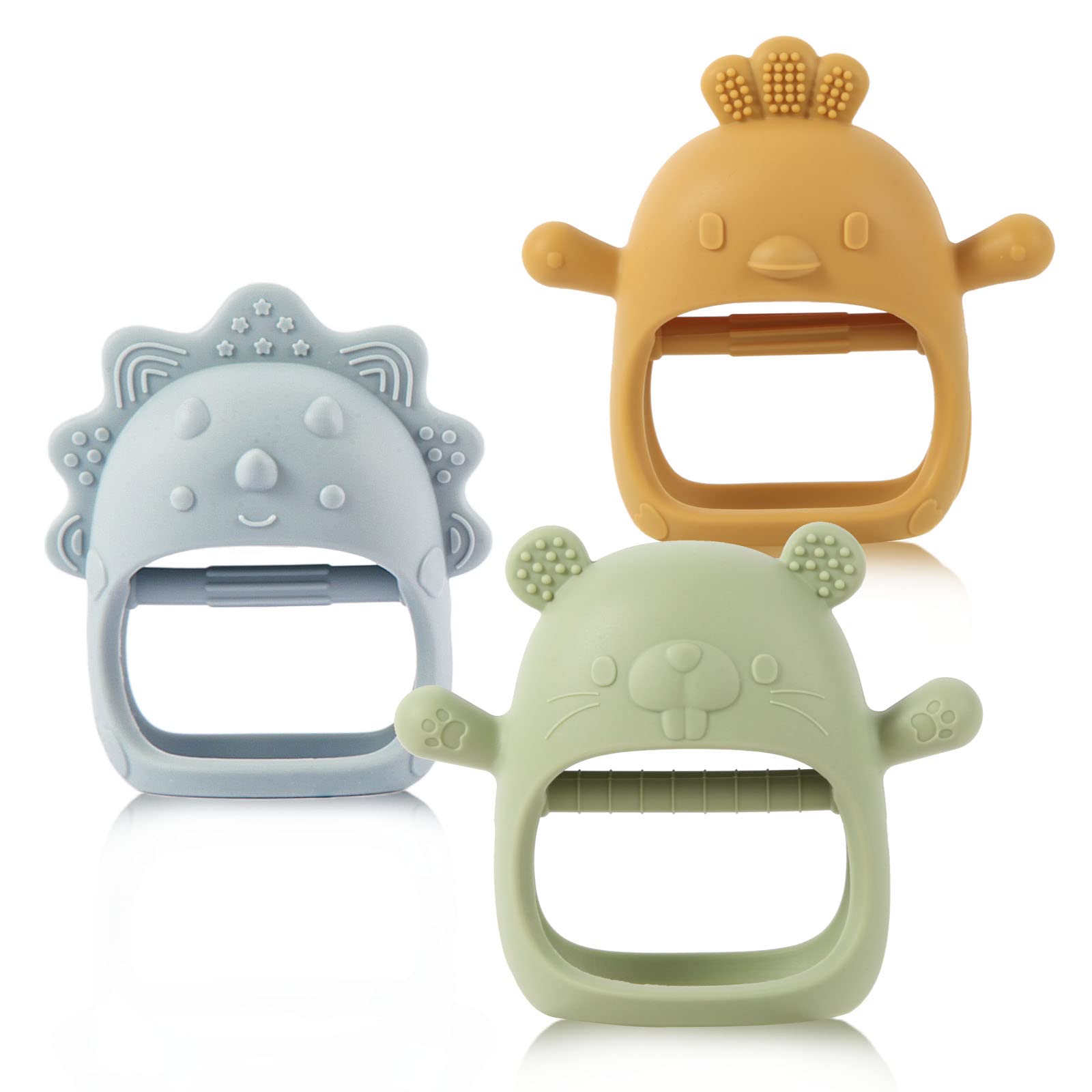 AoiSouk teething mitten with soft-top for gentle gum relief and sensory exploration