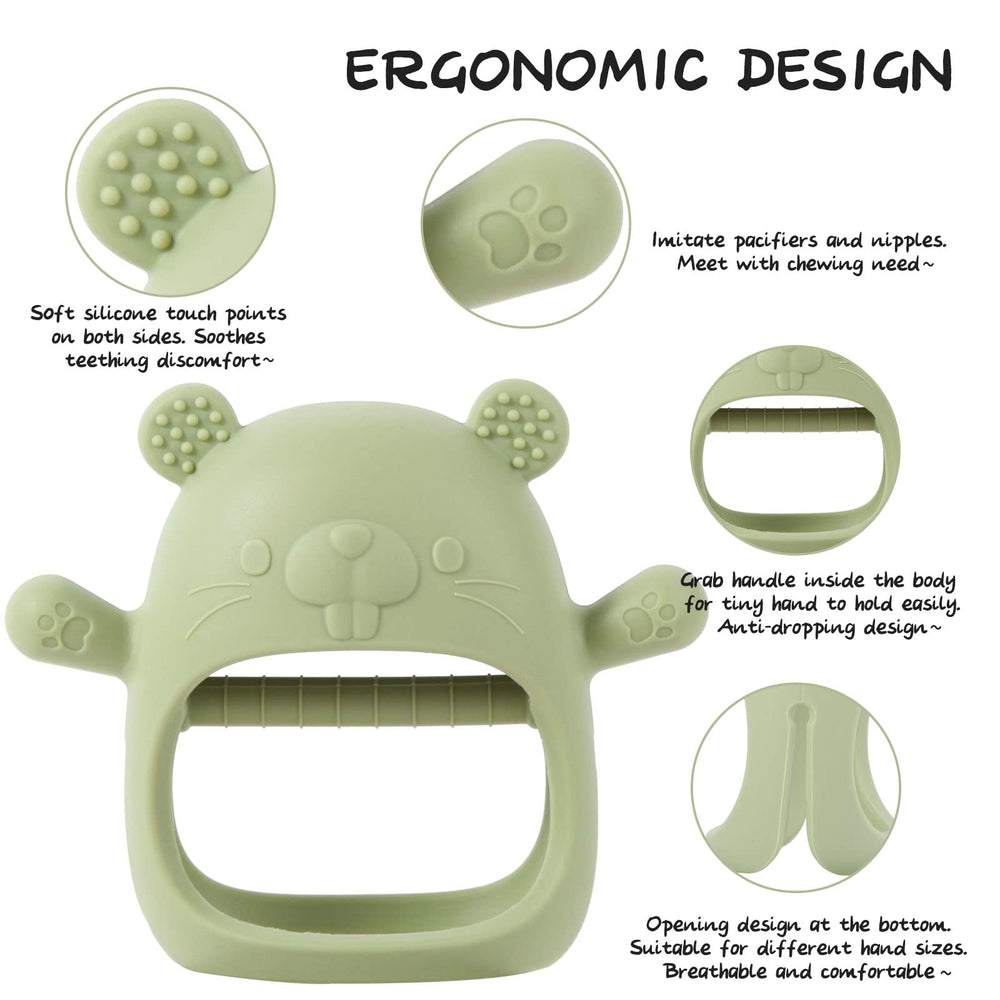 AoiSouk teething toy with nipple-design top for varied biting directions