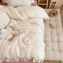 AOJIM forest-pattern duvet cover styled on a toddler bed for cozy room decor.